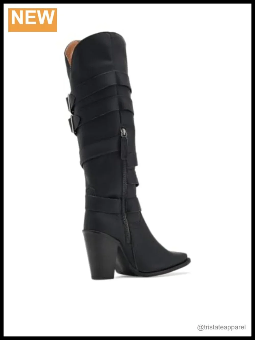 Women's Western Boots Leather Over The Knee High Heel Zip Casual